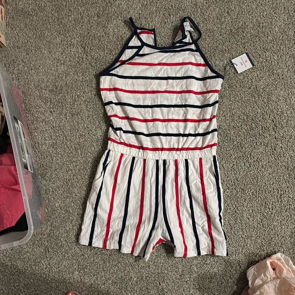 Vineyard vines and target collab girls romper red white and blue with pockets